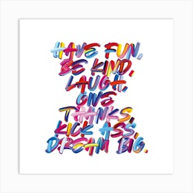 Colourful Graffiti Type Dream Big Poster In White Art Print