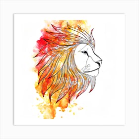 Lion Lineart Profile Art Print