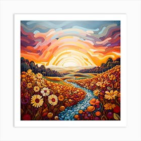 Sunset In The Meadow 1 Art Print