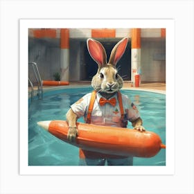 Rabbit In The Pool 2 Art Print