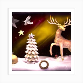 Christmas Reindeer 001 1 Art Print