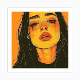 Girl With Tears Art Print