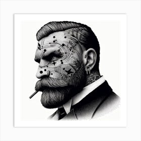 Portrait Of A Man With Tattoos Art Print