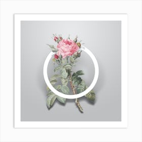 Vintage Four Seasons Rose Minimalist Botanical Geometric Circle on Soft Gray n.0100 Art Print