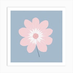 A White And Pink Flower In Minimalist Style Square Composition 411 Art Print