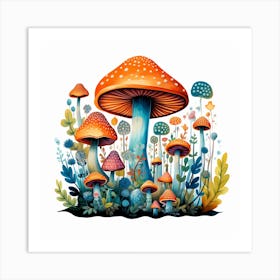 Mushrooms And Flowers 57 Art Print