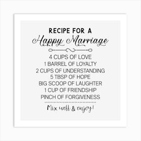 Recipe For A Happy Marriage Art Print