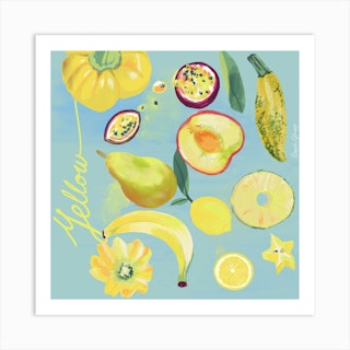 Yellow Array Of Food Square Art Print