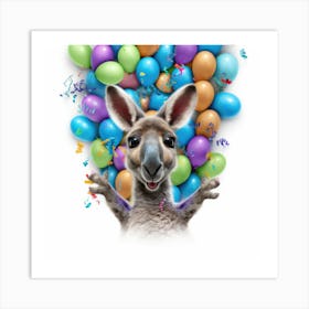 Kangaroo With Balloons Art Print