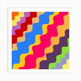 Slanting Retro Wavy Gradient Pattern Art Print