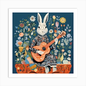 Rabbit With Guitar Art Print