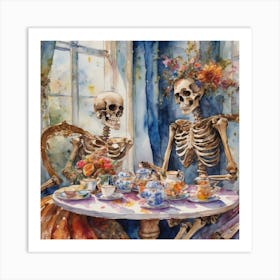 Skeleton Tea Party Art Print
