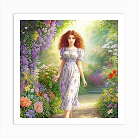 Girl In A Garden 14 Art Print