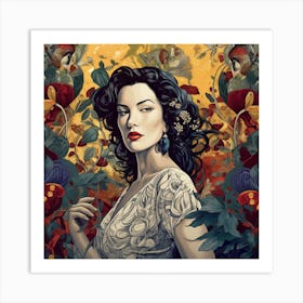 Woman With Flowers 1 Art Print