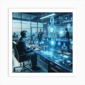 Futuristic Office 3 Art Print