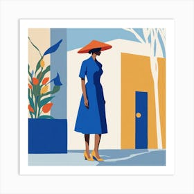 Woman In A Blue Dress 9 Art Print