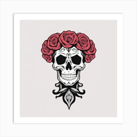 Skull With Roses 5 Art Print