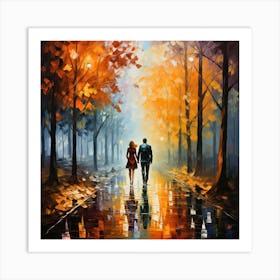 Autumn Nocturne Stroll Art Print