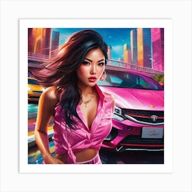 Asian Girl In Pink 3 Art Print