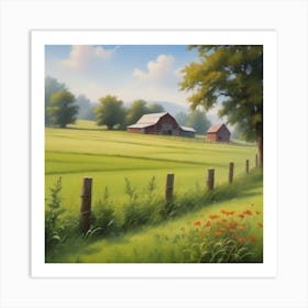 Peaceful Farm Meadow Landscape (19) Art Print