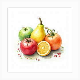 Watercolor Rendering Of Colorful Produce With An Elegant And Artistic Presentation 1 Art Print