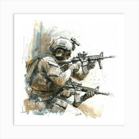 Soldier In Action 1 Art Print