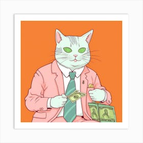 Cat In A Suit Art Print