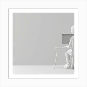 3d Person Sitting At Computer Art Print