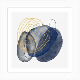 Blue And Gold Circle Art Print