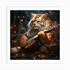 Tiger Playing Banjo Art Print