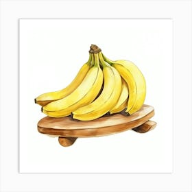 Bananas On A Wooden Plate Art Print