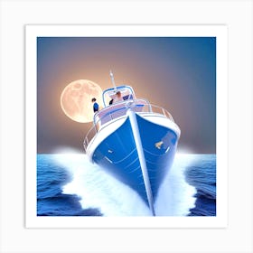 Moonlight On The Sea 2 Art Print