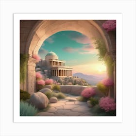 Archway To The Temple Soft Expressions Landscape Art Print