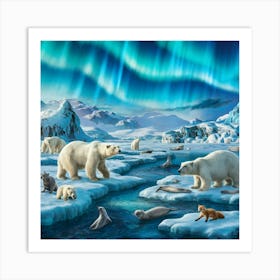 Polar Bears In The Arctic Art Print