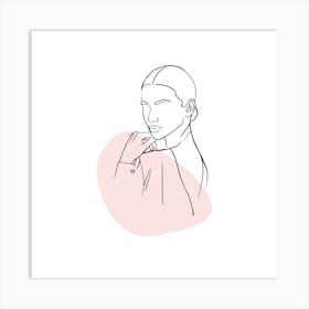 Portrait Of A Woman Continuous line drawing of a woman, Scandinavian wall art, fine art print. 3 Art Print