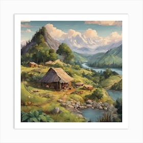 99815 Hut On Mountain Wa Landscape With Vegetables, Tree Xl 1024 V1 0 Art Print