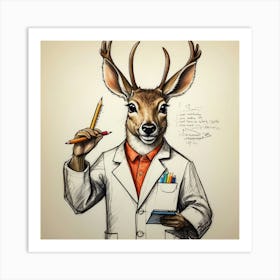 Deer In Lab Coat 8 Art Print