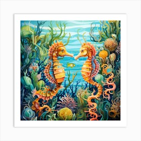 Seahorses In The Sea 1 Art Print
