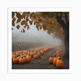 Pumpkins In The Fog 1 Art Print