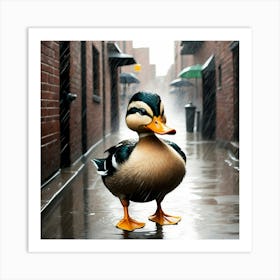 Duck In The Rain Art Print