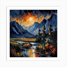 Sunset In The Mountains 2 Art Print