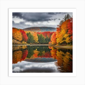 Autumn Trees Reflected In A Lake Art Print