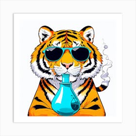 Tiger With A Bottle Art Print