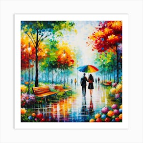 Couple In The Park Art Print