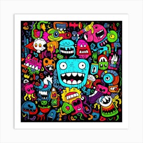 Doodle Monsters 1 Art Print