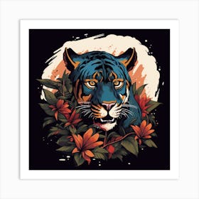 Tiger With Flowers 2 Art Print