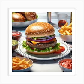 Burgers And Fries 9 Art Print