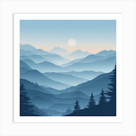 Misty mountains background in blue tone 94 Art Print