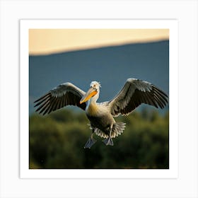 Pelican In Flight Poster