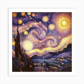 The Milky Way In Shades Of Honey And Lavender Swirls Klimt Style 4 Art Print